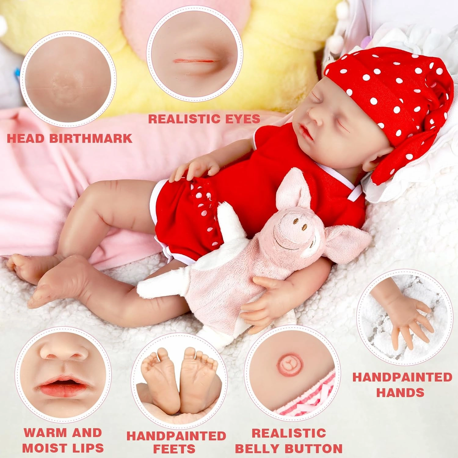 IVITA 12 inch Full Silicone Babies Dolls Not Vinyl Dolls Anatomically Correct Lifelike Newborn Silicone Baby Dolls Stress Relief Anti-Stress Toys for Kids & Toddlers Child Gifts- Girl