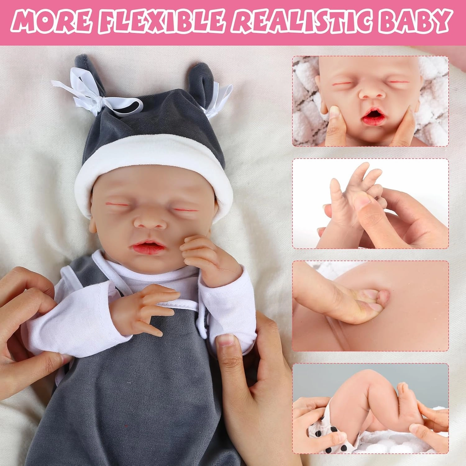 IVITA 14 inch Full Body Silicone Reborn Baby Boy Not Vinyl Dolls Anatomically Correct Lifelike Newborn Silicone Baby Dolls Stress Relief Anti-Stress Toys for Kids & Toddlers Child Gifts - Boy