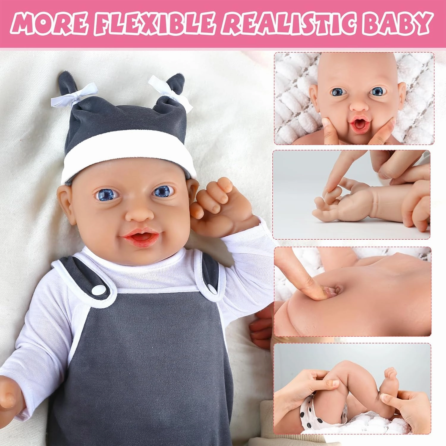 IVITA 14 inch Full Silicone Baby Dolls Realistic, Not Vinyl Dolls, Real Lifelike Silicone Baby Doll for Child Christmas, Children's Day - Boy