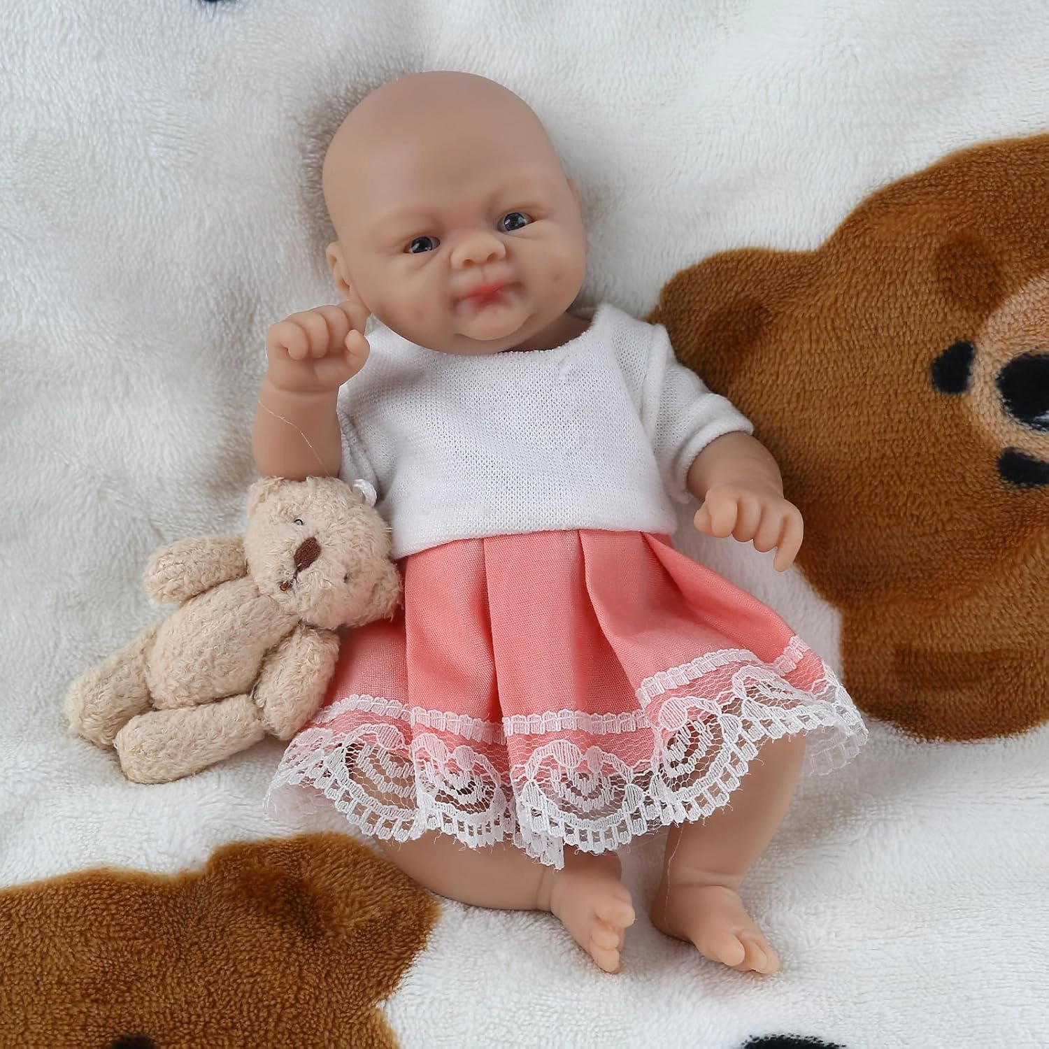 IVITA 7 inch Mini Silicone Baby Dolls Girl Miniature Small Lifelike Real Babies Anti-Stress Stress Relief Toys Gift for Kids & Doll Collectors Toys