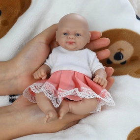 IVITA 7 inch Mini Silicone Baby Dolls Girl Miniature Small Lifelike Real Babies Anti-Stress Stress Relief Toys Gift for Kids & Doll Collectors Toys