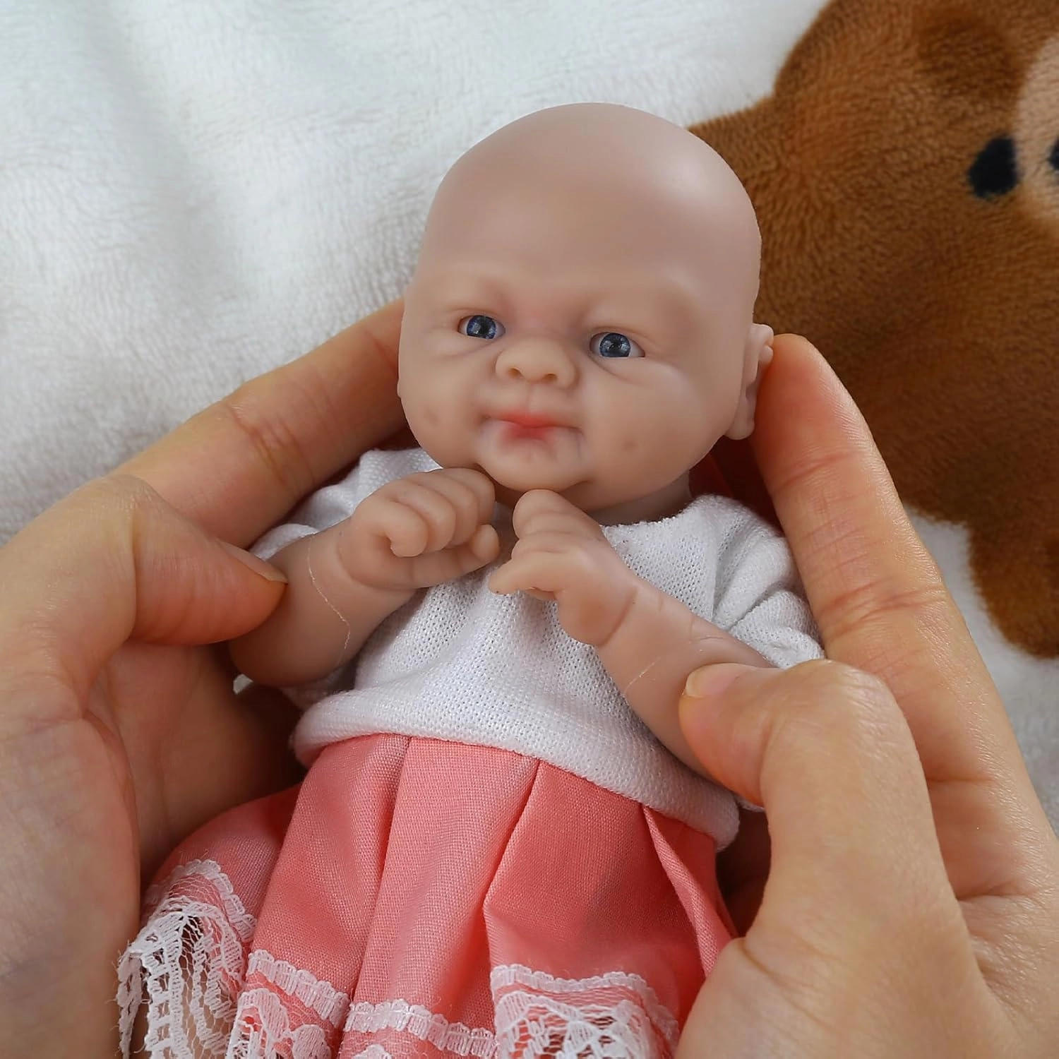 IVITA 7 inch Mini Silicone Baby Dolls Girl Miniature Small Lifelike Real Babies Anti-Stress Stress Relief Toys Gift for Kids & Doll Collectors Toys