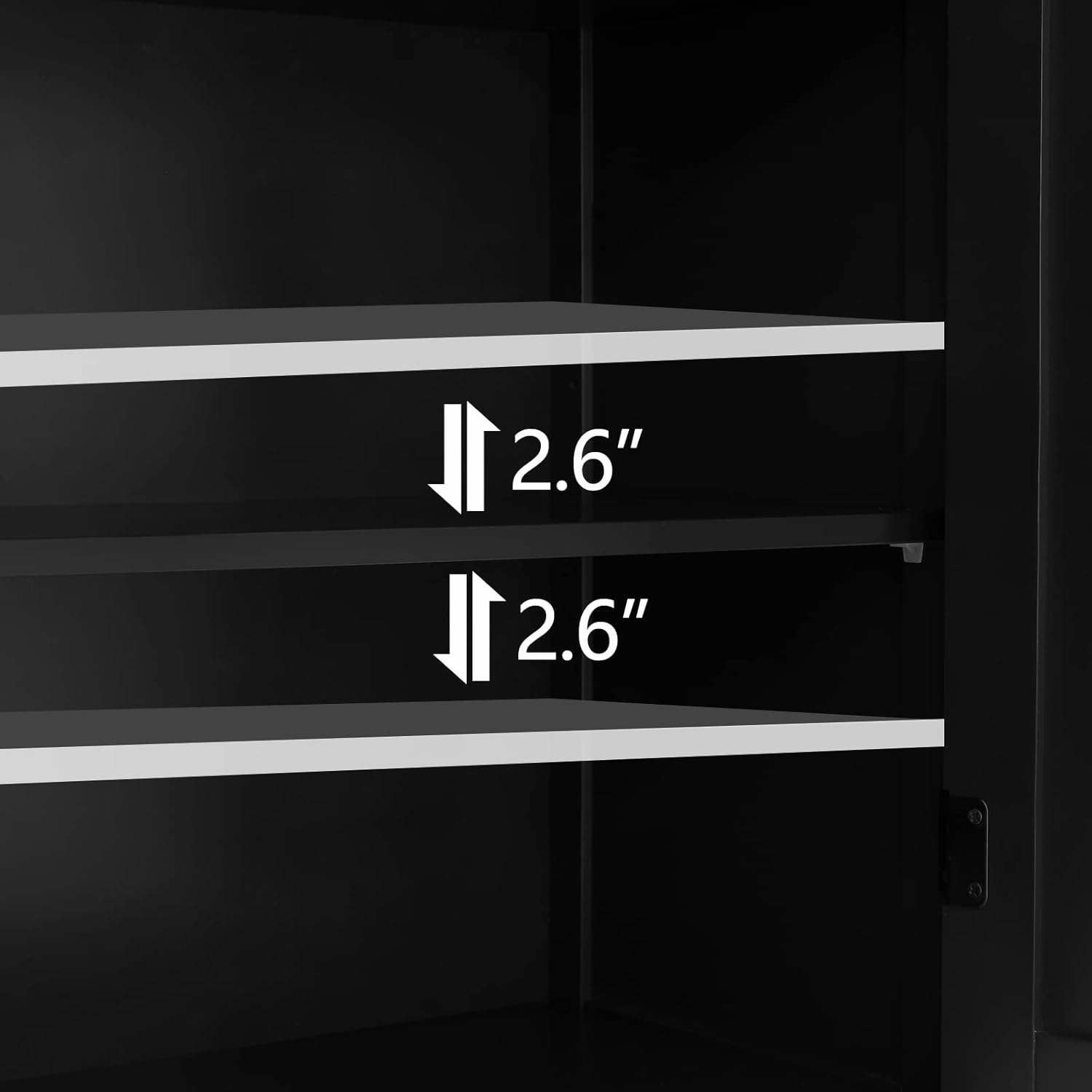 Iwell Bathroom Cabinet, Bathroom Storage Cabinet with 2 Doors & 3 Shelves, 3 Heights Available, for Living Room, Entryway, Kitchen, Home Office, Black