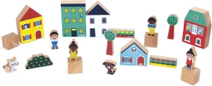 Janod - Set of 36 Solid Wooden Cubes - City Theme - Ideal Complement to Car Mat - Construction Toy - Develops Imagination - FSCTM Wooden Toy - from 2 Years Old - J05917
