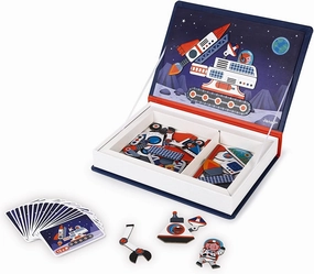 Janod - Magneti'Book Universe - 70 - Part Educational Magnetic Game Teaches Fine Motor Skills and Imagination - Suitable for Ages 3 and Up, J02589, White