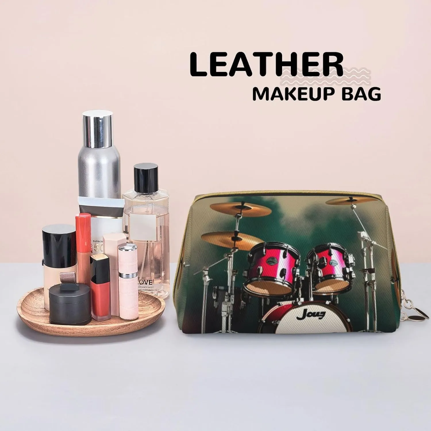 Jazz Drum Toiletry Pouch, Travel-Friendly Makeup Organizer For Makeup Brushes, Lipsticks