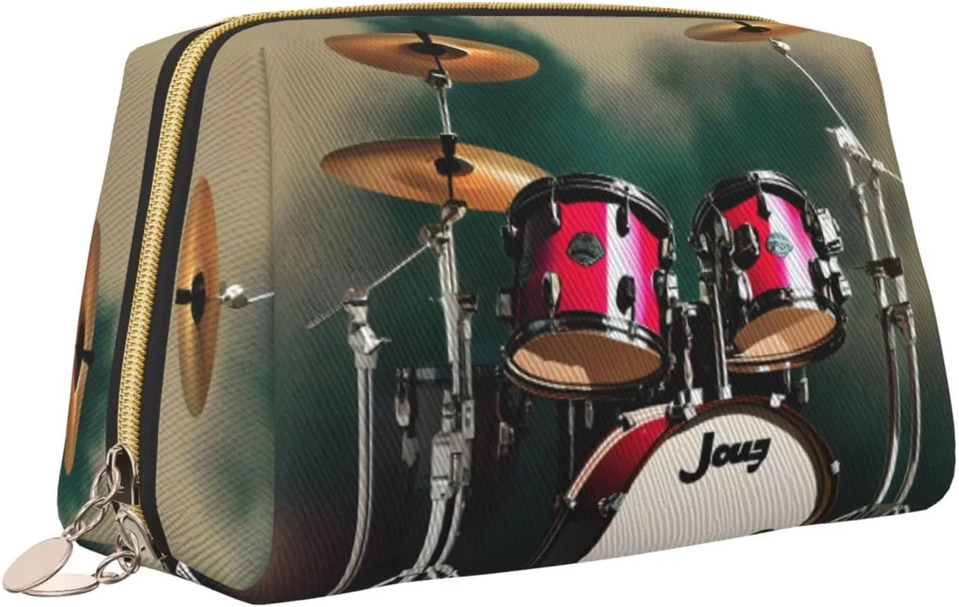 Jazz Drum Toiletry Pouch, Travel-Friendly Makeup Organizer For Makeup Brushes, Lipsticks