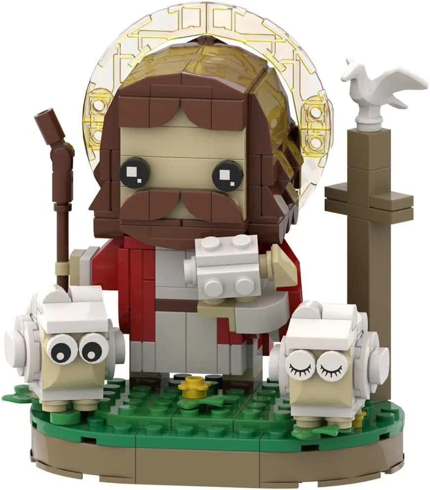 Jesus Sheep Building Blocks Set, Shepherd Little Jesus Figures for Bible Storytelling. Ideal Home Decor Easter Christmas Christian Gift for Kids, Adults, Boys, Girls