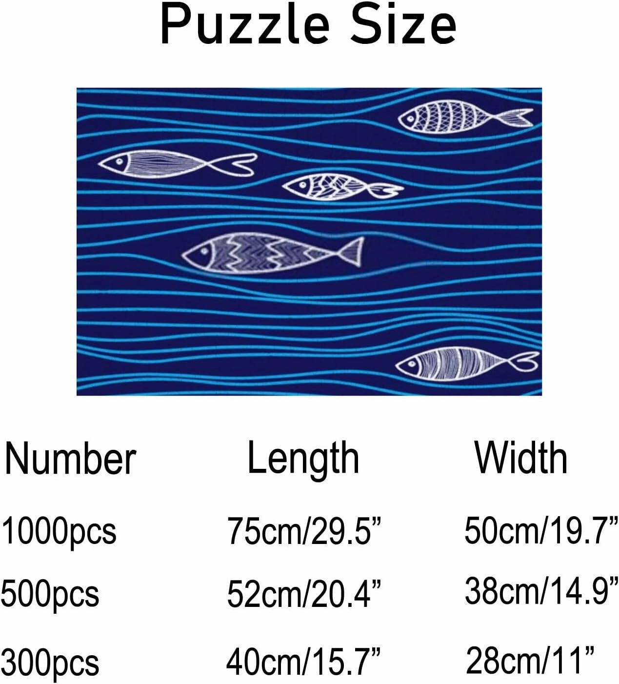 Jigsaw Puzzle 1000 Pieces Fishes Doodles Trendy Style Puzzles for Adults Teens and Kids Creative Gift Puzzles Funny Family Games Multiple Size
