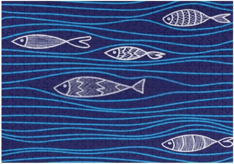 Jigsaw Puzzle 1000 Pieces Fishes Doodles Trendy Style Puzzles for Adults Teens and Kids Creative Gift Puzzles Funny Family Games Multiple Size