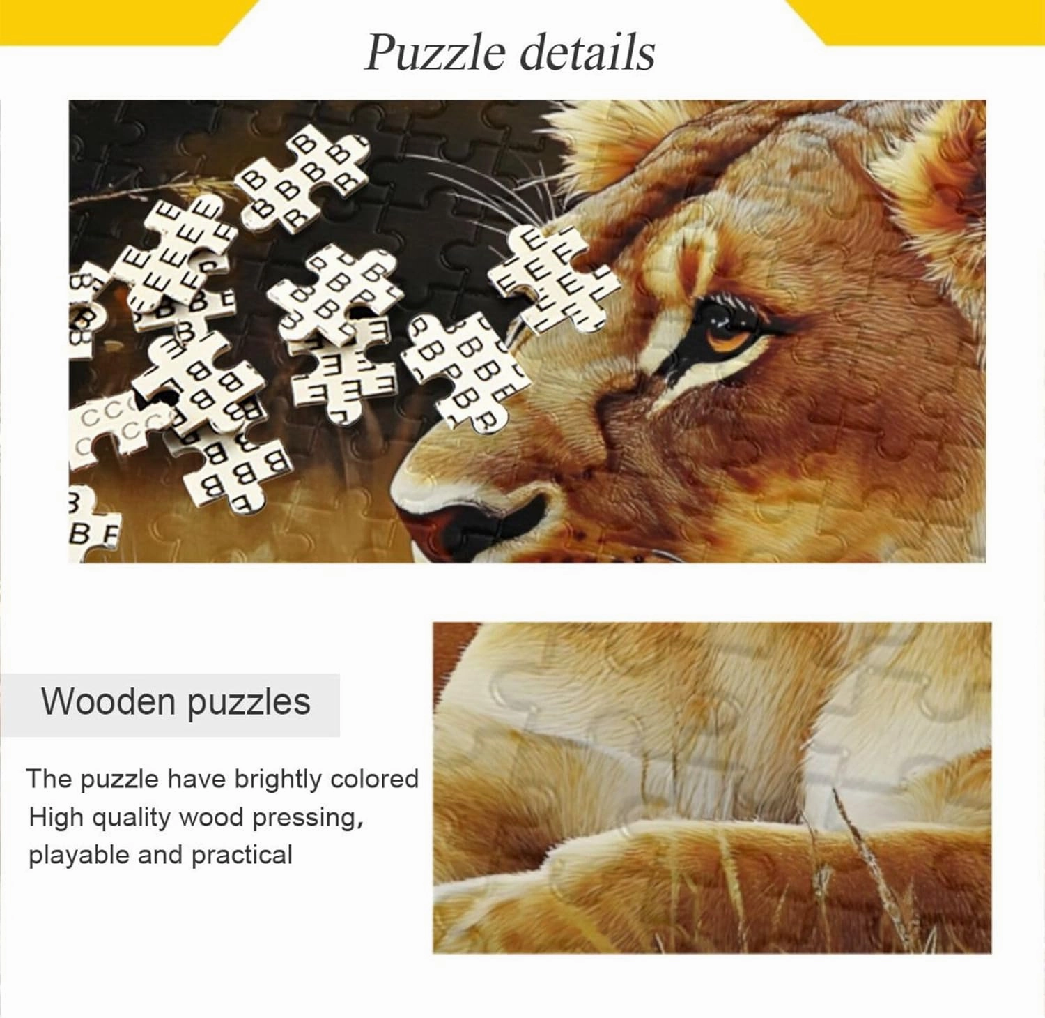 Jigsaw Puzzle Lion Grassland Autumn for Adults 500 Pieces, Extremely Challenging and Difficult Puzzle for Family Games, Party Entertainment, and Brain Teasing Fun