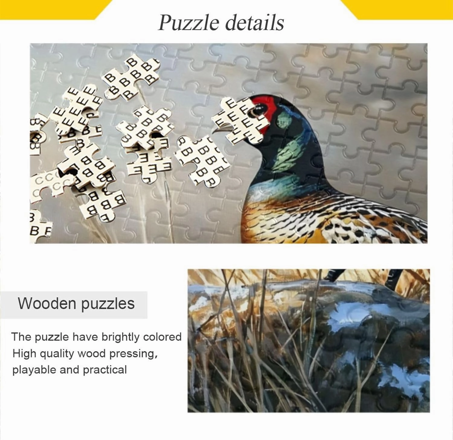 Jigsaw Puzzle Pheasant Vintage Grassland for Adults 500 Pieces, Extremely Challenging and Difficult Puzzle for Family Games, Party Entertainment, and Brain Teasing Fun