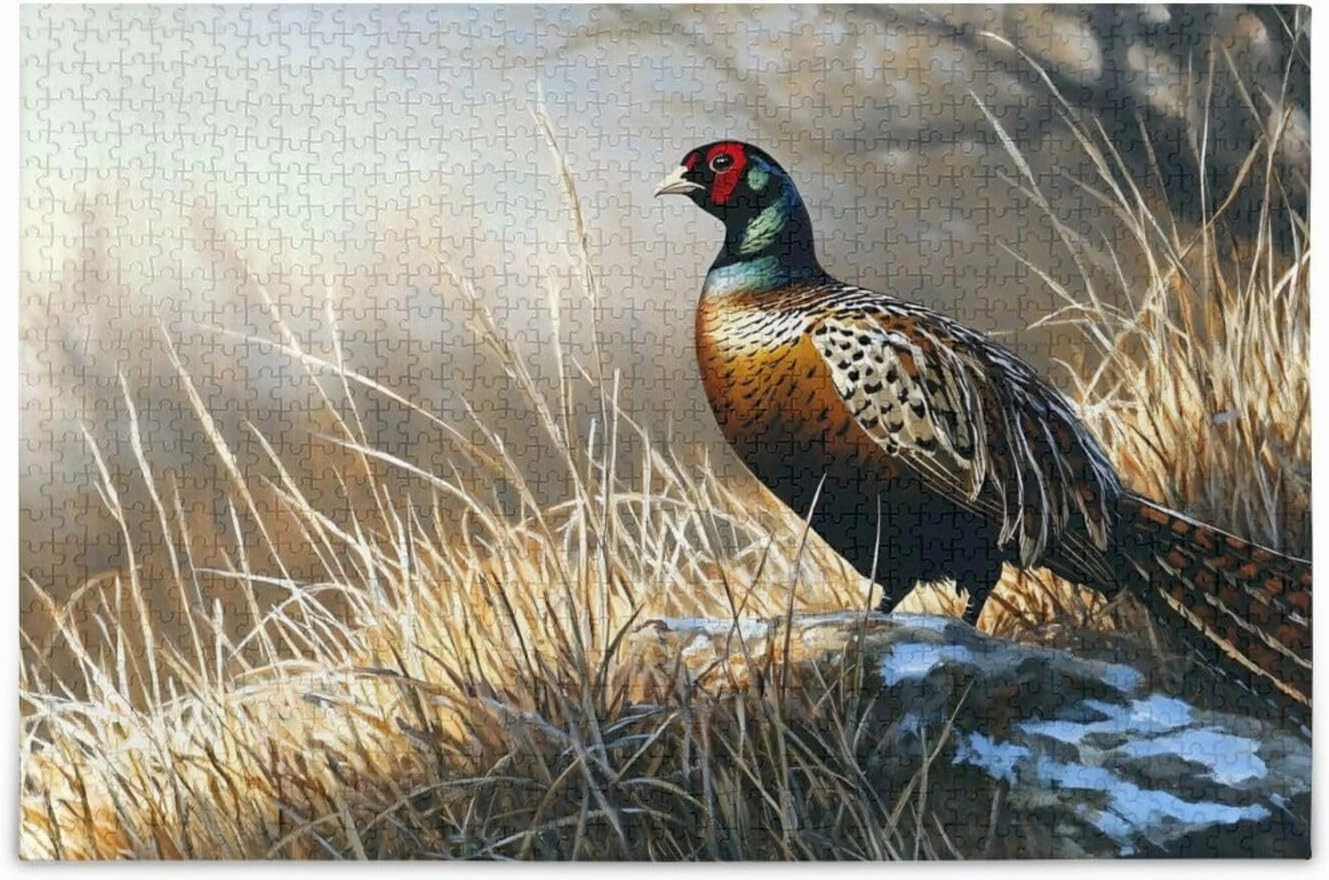 Jigsaw Puzzle Pheasant Vintage Grassland for Adults 500 Pieces, Extremely Challenging and Difficult Puzzle for Family Games, Party Entertainment, and Brain Teasing Fun