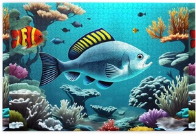 Jigsaw Puzzles1000 Piece Whjdpp Fish in The Deep Sea Picture Educational Intellectual Wooden Puzzles, Fun Puzzles, Stress Relieving Game