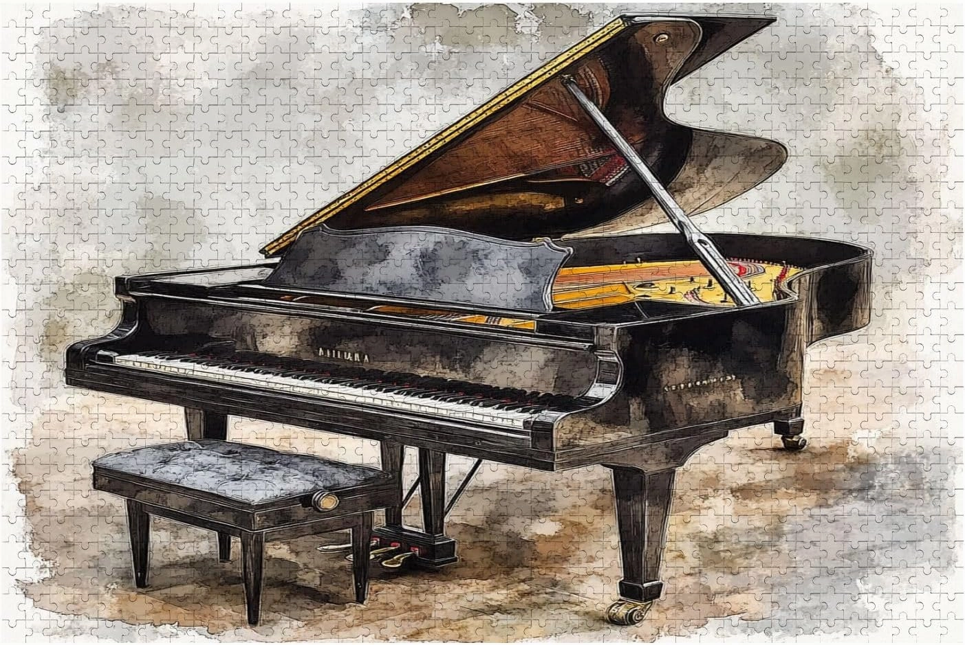 Jigsaw Puzzles for Adults 500 Piece, Old Piano Music Sheets Watercolor Style Puzzle Game Artwork, Teens Gift Toys
