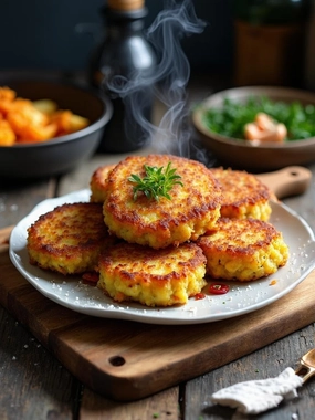 Jigsaw Puzzles for Adults Fried Fish Cakes a Plate and an Old Wooden Cutlets Cooked from Salmon Wooden Puzzle Gift Family Games Kids Children DIY Toys 500 Pieces