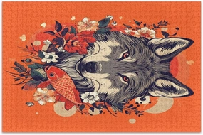 Jigsaw Puzzles Wolf Flowers Koi Fish Puzzle 1000 Pieces Adult Christmas Family Games