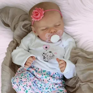 JIZHI Lifelike Reborn Baby Dolls Girl, 17 Inch Real Baby Doll Soft Body Realistic Newborn Baby Dolls Full Vinyl Body Poseable Real Life Baby Dolls Girl with Feeding Kit Gift Box for Kids Age 3 