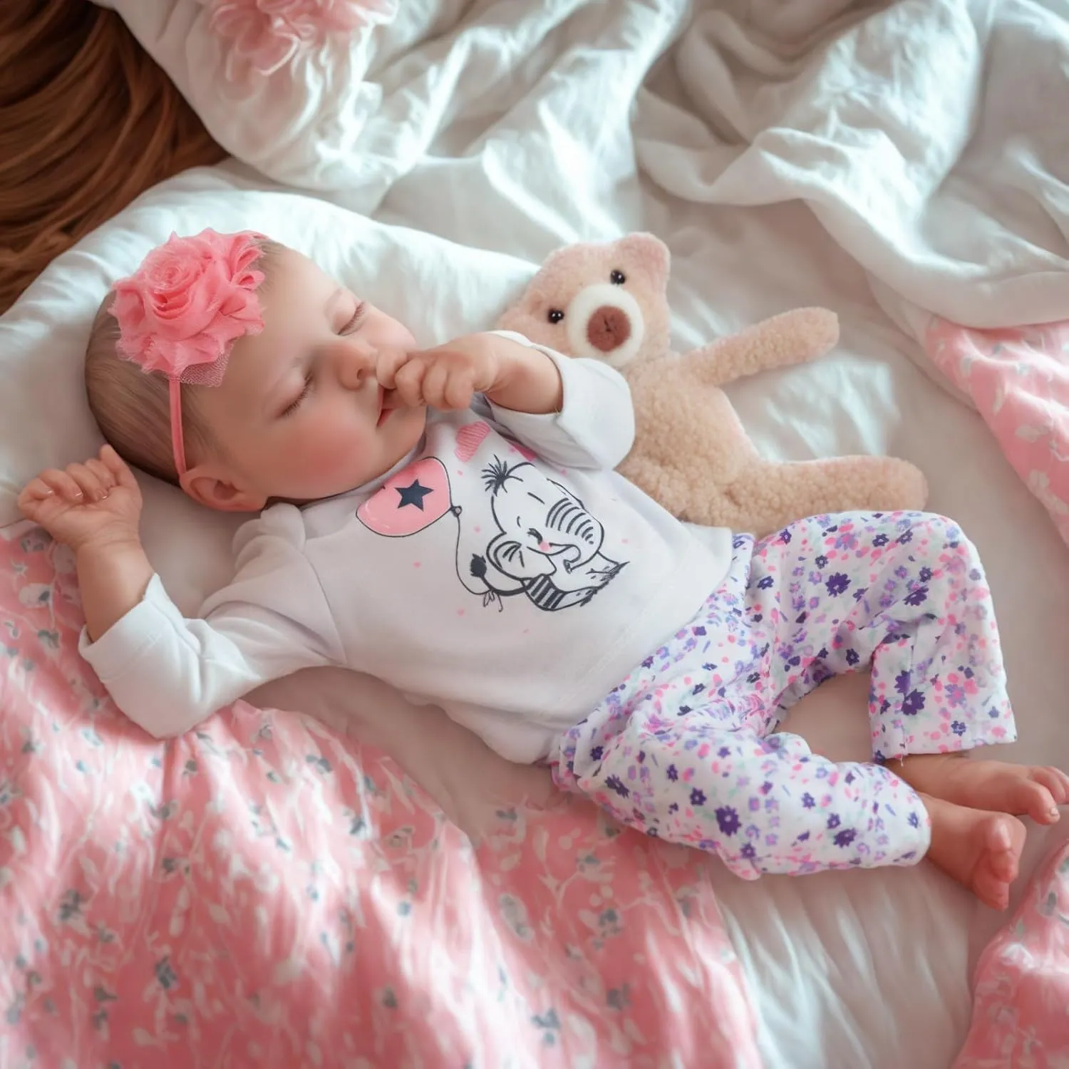 JIZHI Lifelike Reborn Baby Dolls Girl, 17 Inch Real Baby Doll Soft Body Realistic Newborn Baby Dolls Full Vinyl Body Poseable Real Life Baby Dolls Girl with Feeding Kit Gift Box for Kids Age 3 