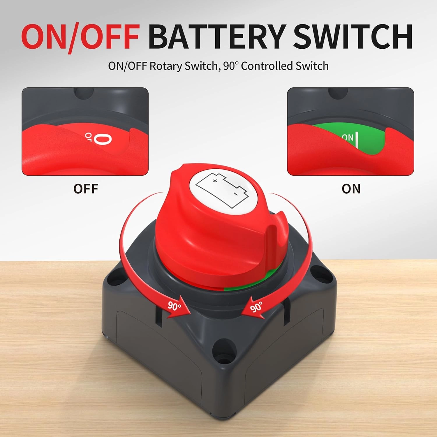 Joinfworld Battery Disconnect Switch 12V 48V Waterproof Marine Top Post Battery Disconnect Switch 12 Volt Battery Cut Off Switch Master for Car RV Boat ATV UTV Vehicles