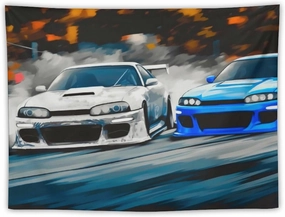 josnmre S13 S15 Drift Car Jdm Tapestry Wall Hanging for Bedroom Aesthetic Art Home Decor Dorm Classroom Living Room Tapestries 30"x40"