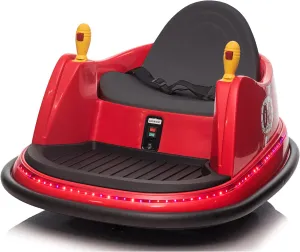 JOYMOR Kids Bumper Car, 12V Electric Bumper Vehicle w/Remote Control, Flashing LED Lights & 360 Degree Spin, 2 Driving Modes, Music, Safety Belts, for Girls and Boys (Red)