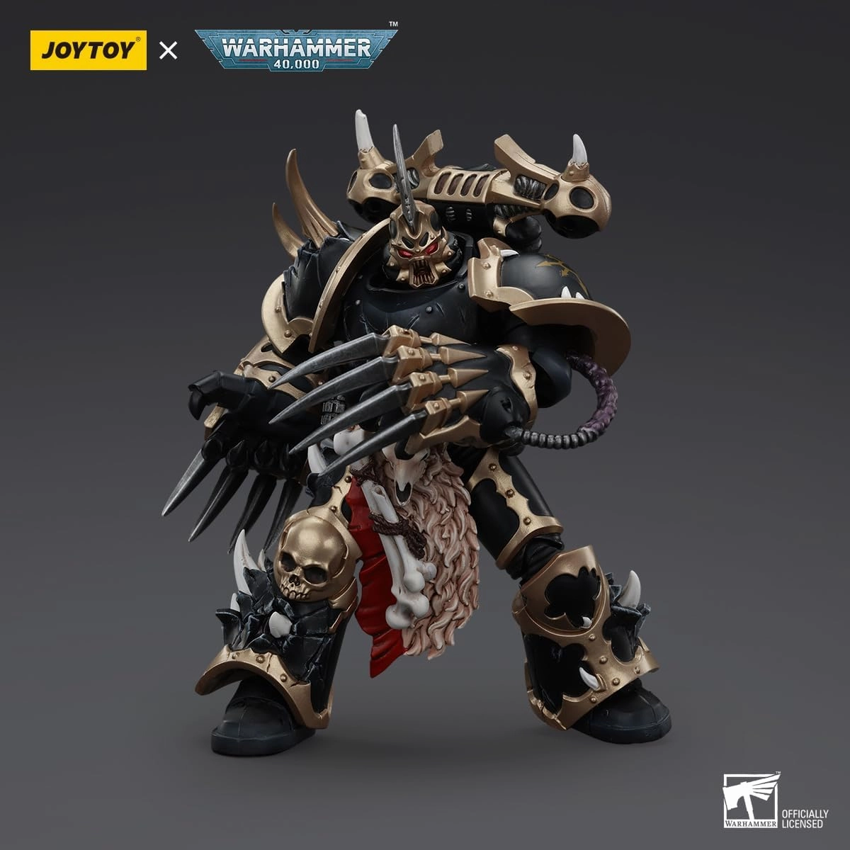 JOYTOY Warhammer 40K Chaos Space Marines 1/18 Action Figures Chaos Space Marines Black Legion Chosen with Lightning Claws Model Collection