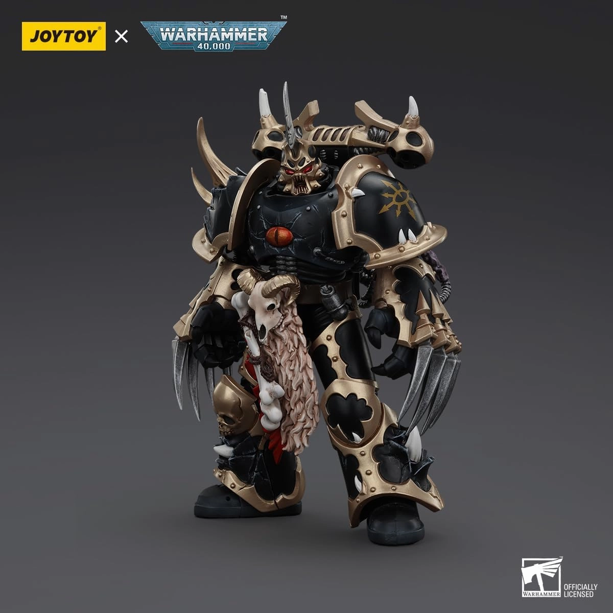 JOYTOY Warhammer 40K Chaos Space Marines 1/18 Action Figures Chaos Space Marines Black Legion Chosen with Lightning Claws Model Collection