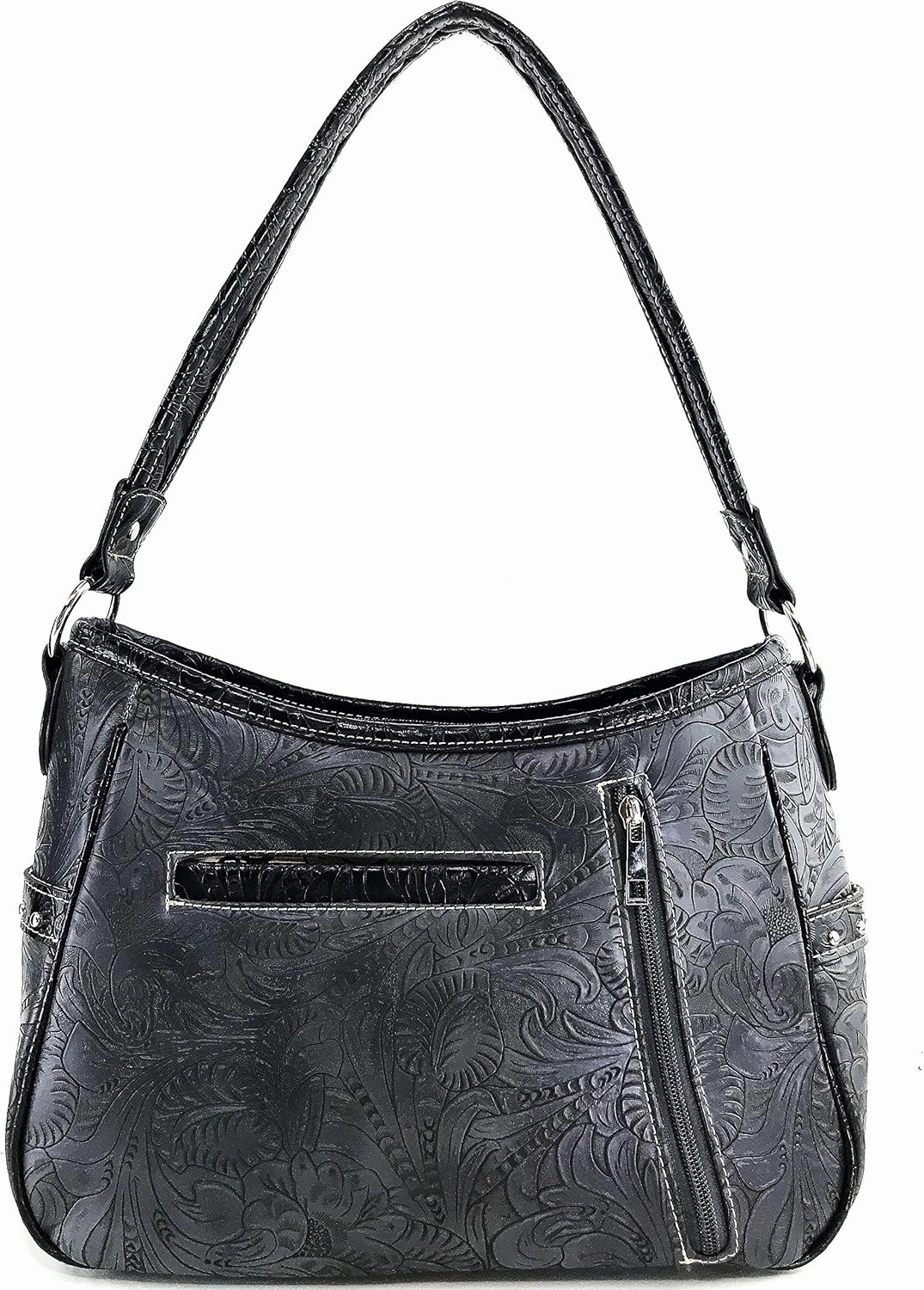 Justin West Cowgirl Leather Cut Concealed Carry Feather Concho Country Vintage Western Handbag Purse Wallet Set