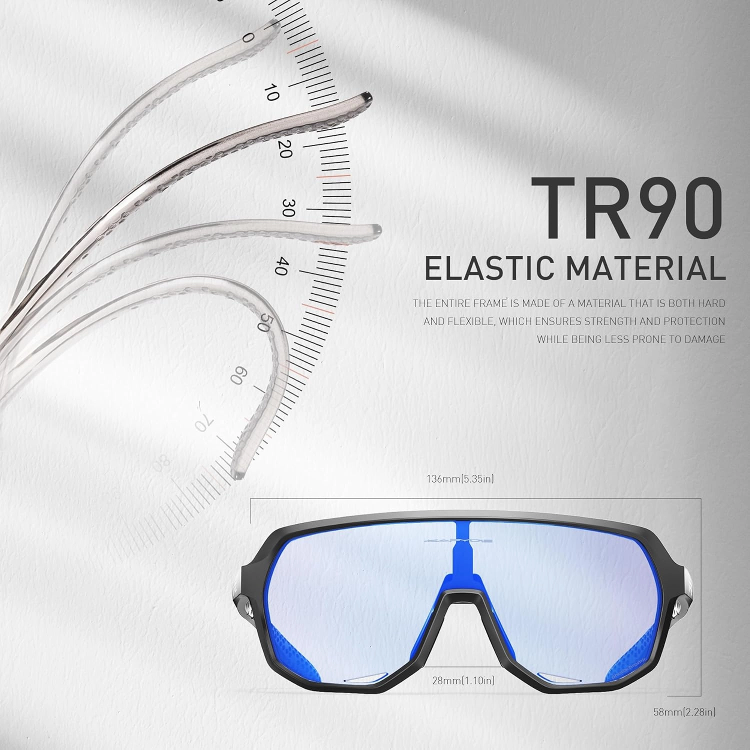 KAPVOE Photochromic Cycling Glasses for Men Women Mountain Bike Sunglasses Sports Goggles UV Protection K63