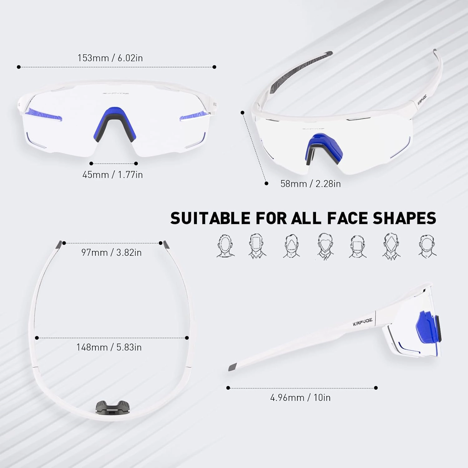 KAPVOE Photochromic Cycling Glasses Men Women Clear Mountain Bike Sunglasses Sports Sunglasses MTB Biking Baseball K91