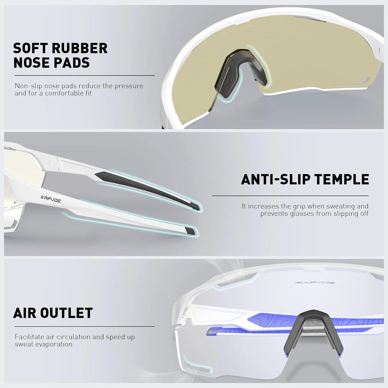 KAPVOE Photochromic Cycling Glasses Men Women Clear Mountain Bike Sunglasses Sports Sunglasses MTB Biking Baseball K91