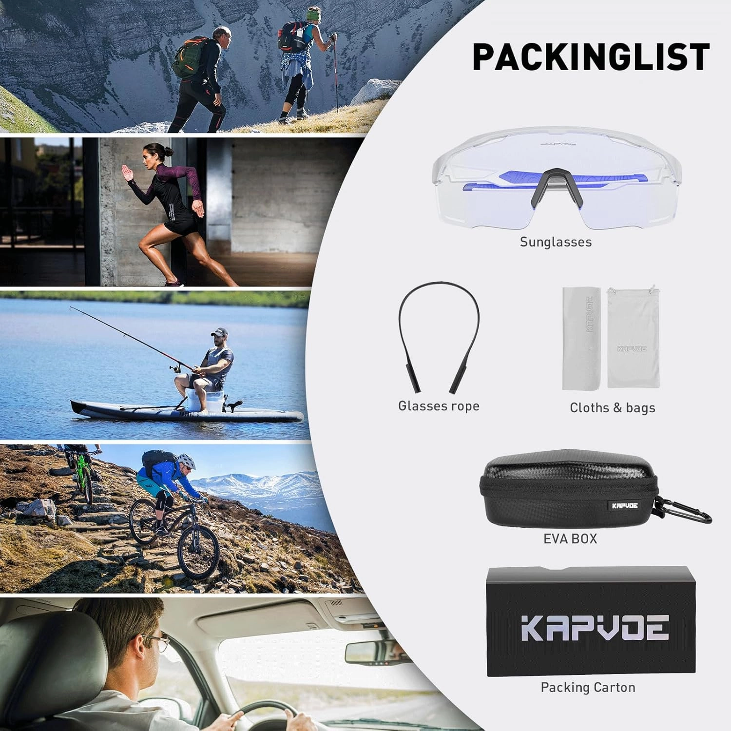 KAPVOE Photochromic Cycling Glasses Men Women Clear Mountain Bike Sunglasses Sports Sunglasses MTB Biking Baseball K91