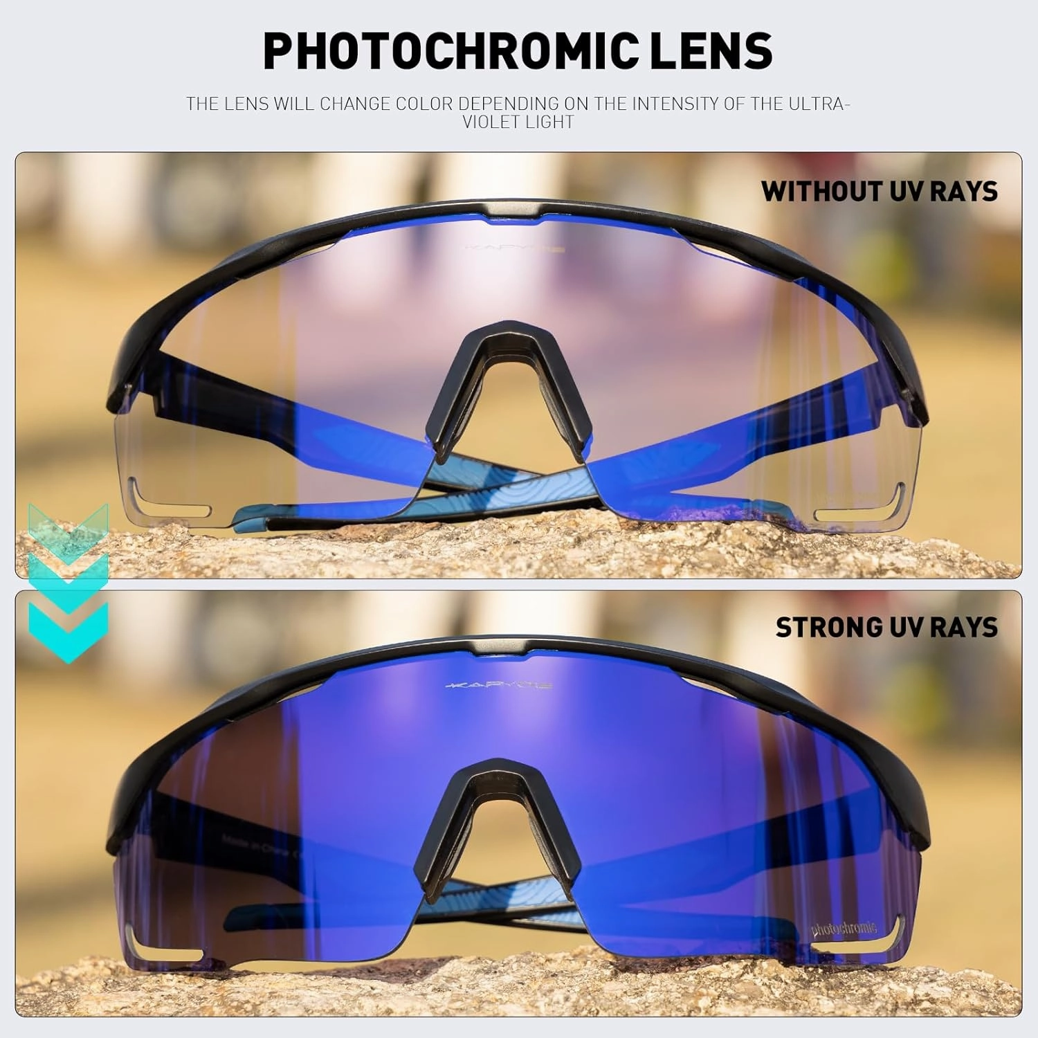 KAPVOE Photochromic Cycling Glasses Men Women Clear Mountain Bike Sunglasses Sports Sunglasses MTB Biking Baseball K91