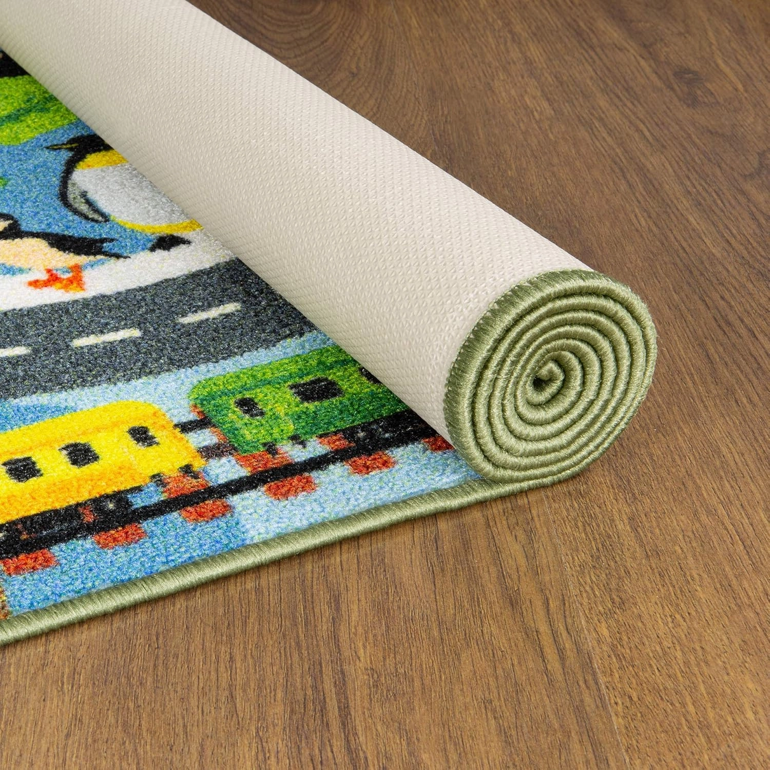 KC Cubs 3x5 Animal Safari Toy Car Road Rug – Educational Play Mat Carpet for Kids, Toddlers, Nursery, Classroom, Playroom, Baby Daycare, Boys & Girls