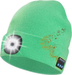 Keains Bluetooth Beanie with Light, Musical Knit Hat with Headphones and Built-in Speaker Mic, Gifts for Men Women Dad