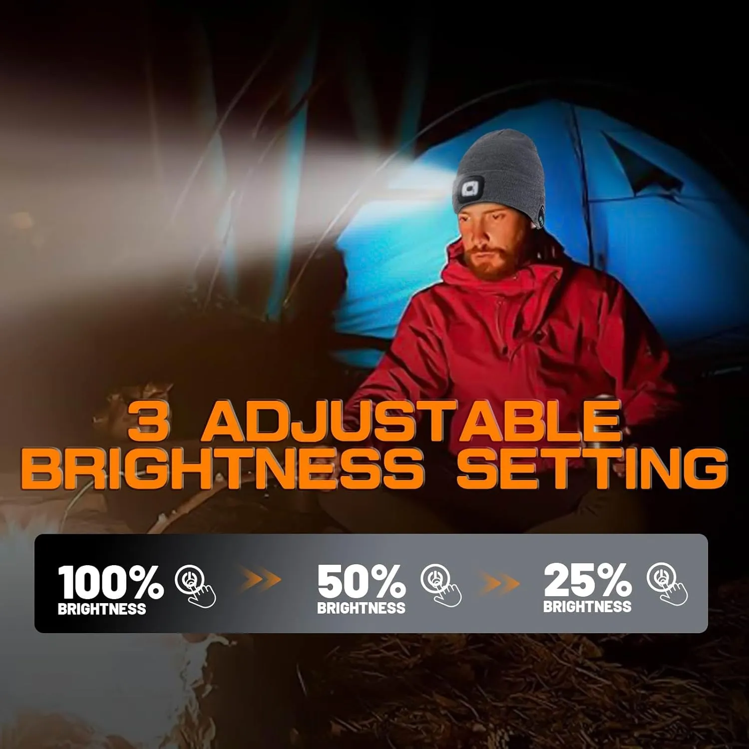 Keains Bluetooth Beanie with Light, Musical Knit Hat with Headphones and Built-in Speaker Mic, Gifts for Men Women Dad