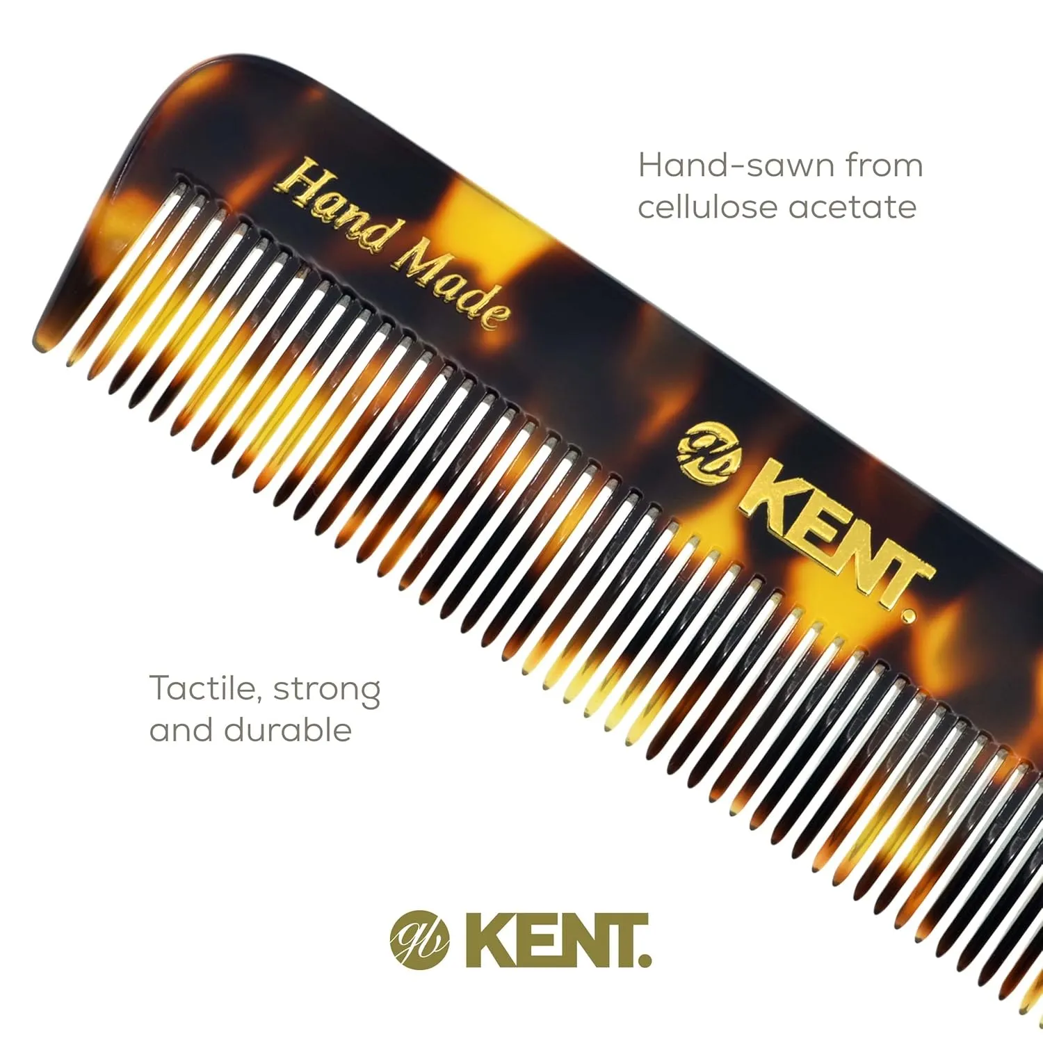 Kent FOT TY Fine Tooth Beard and Hair Comb - Handmade Travel Pocket Styling Comb for Thinning Hair, Mustache Care - Essential for Kent Beard Kit