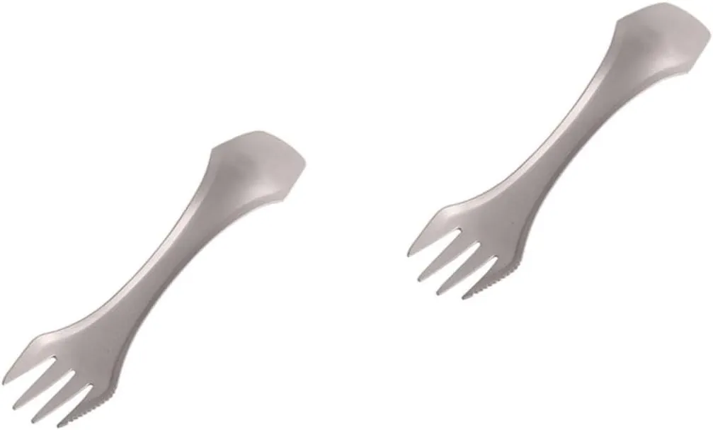KESYOO 2pcs Elegant Titanium Fork Spoon Camping Utensil Set Compact Safe for Hiking Travel
