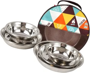 KICHOUSE 1set Camping Kit Outdoor Tableware with Storage Bag Includes Bowls Plates for BBQ Hiking Picnic Lightweight Portable Dining
