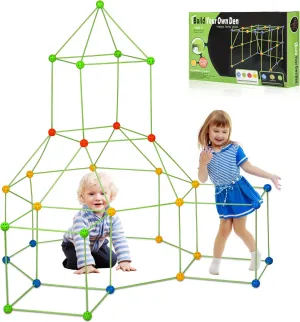 Kids Fort Building Kit 155 Pcs, Creative STEM Building Toys DIY Castles Tunnels Indoor Outdoor, Play Tent Rocket Tower Educational Gift for Boys & Girls 4 5 6 7 8 9 10 11 12