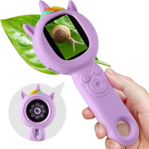Kids Microscope- 500x Magnification,16X Zoom,Handheld Microscope for Kids with HD Cam,Portable Science Learning Tool,Christmas Birthday Gifts for Boys Girls Aged 3-12,32GB SD Card Include (Purple)