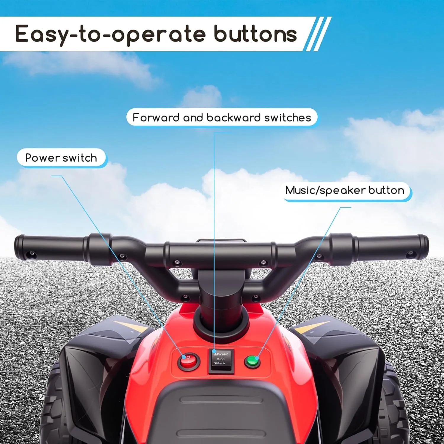 Kids Ride On Toys,6V Kids ATV Quad with Trailer for Toddlers 3 Year Old , Electric Ride-On Car w/Wear-Resistant Tires,Music, Forward & Backward for Outdoor Play (red)