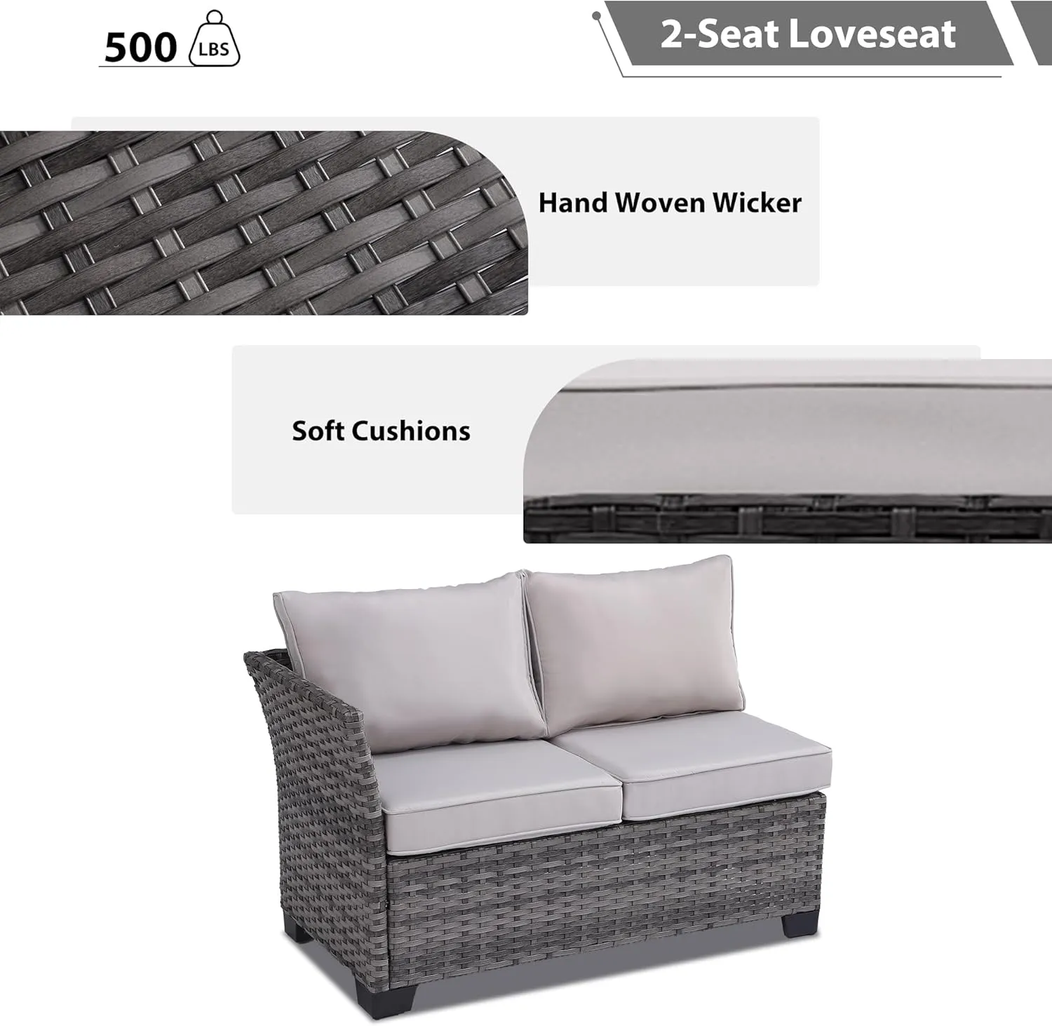 KIGOTY Outdoor Patio Furniture Set 7 Piece Wicker Rattan Outdoor Dining Set, Patio Table and Chairs Set, Patio Conversation Sofa with Dining Table and Ottomans (Gray-Light Gray, 7 PCS-B)