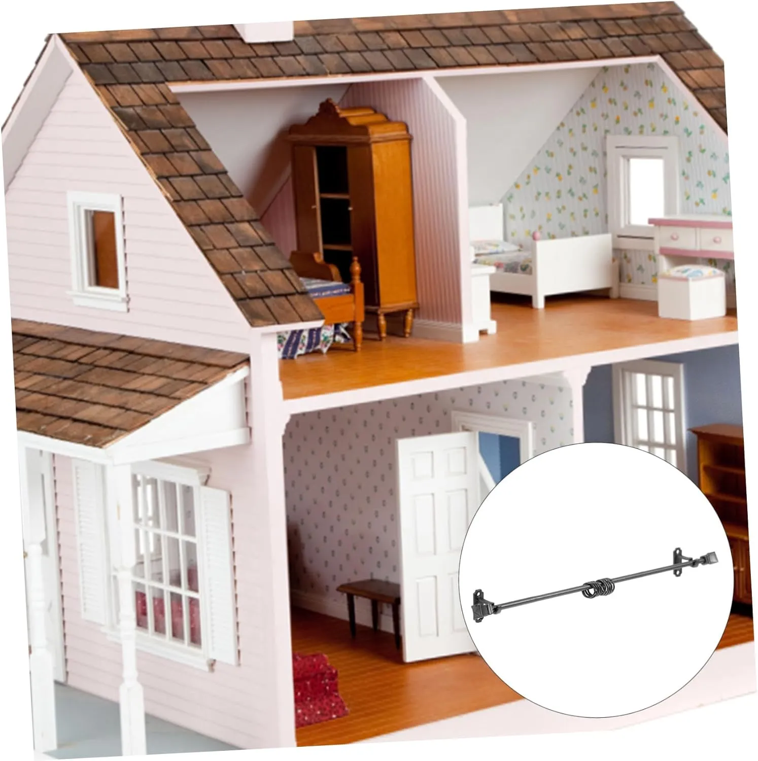 Kisangel 4 Sets Miniature Dollhouse Curtain Rod Decorative Tool Model for Boys and Girls Fun and Creative Home Decor
