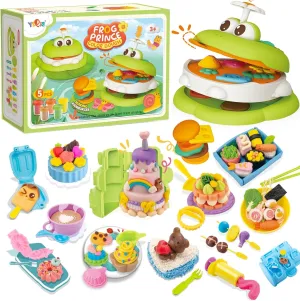 Kitchen Creations Play Food Color Dough Sets for Kids Ages 4-8. Preschool Cooking Dough Sets for Kids Ages 2-4,Gift for Boys & Girls 50 Tools,5 Compound Colors