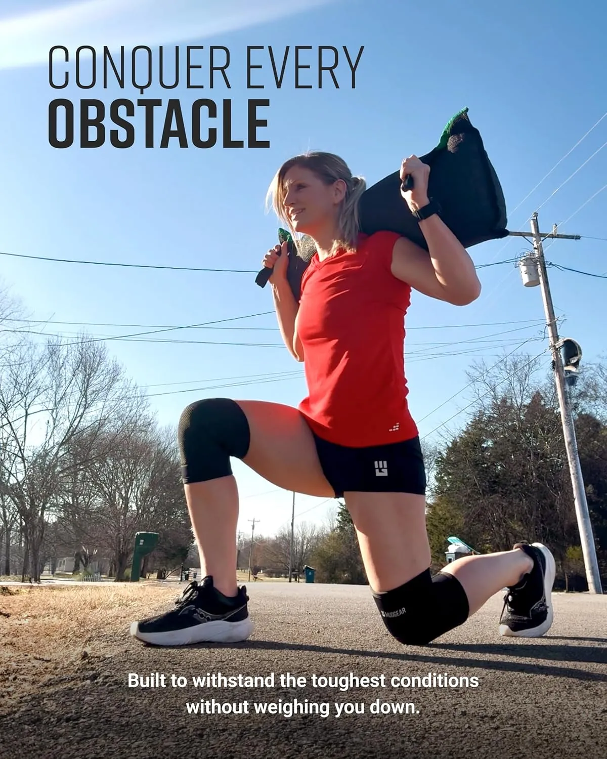 Knee Pads, Durable & Lightweight Compression Knee Sleeves with Silicone Grip for Obstacle Course Racing, Tactical Training, Spartan Race, Mud Runs, Ninja Warrior, Fitness & Workouts, Large