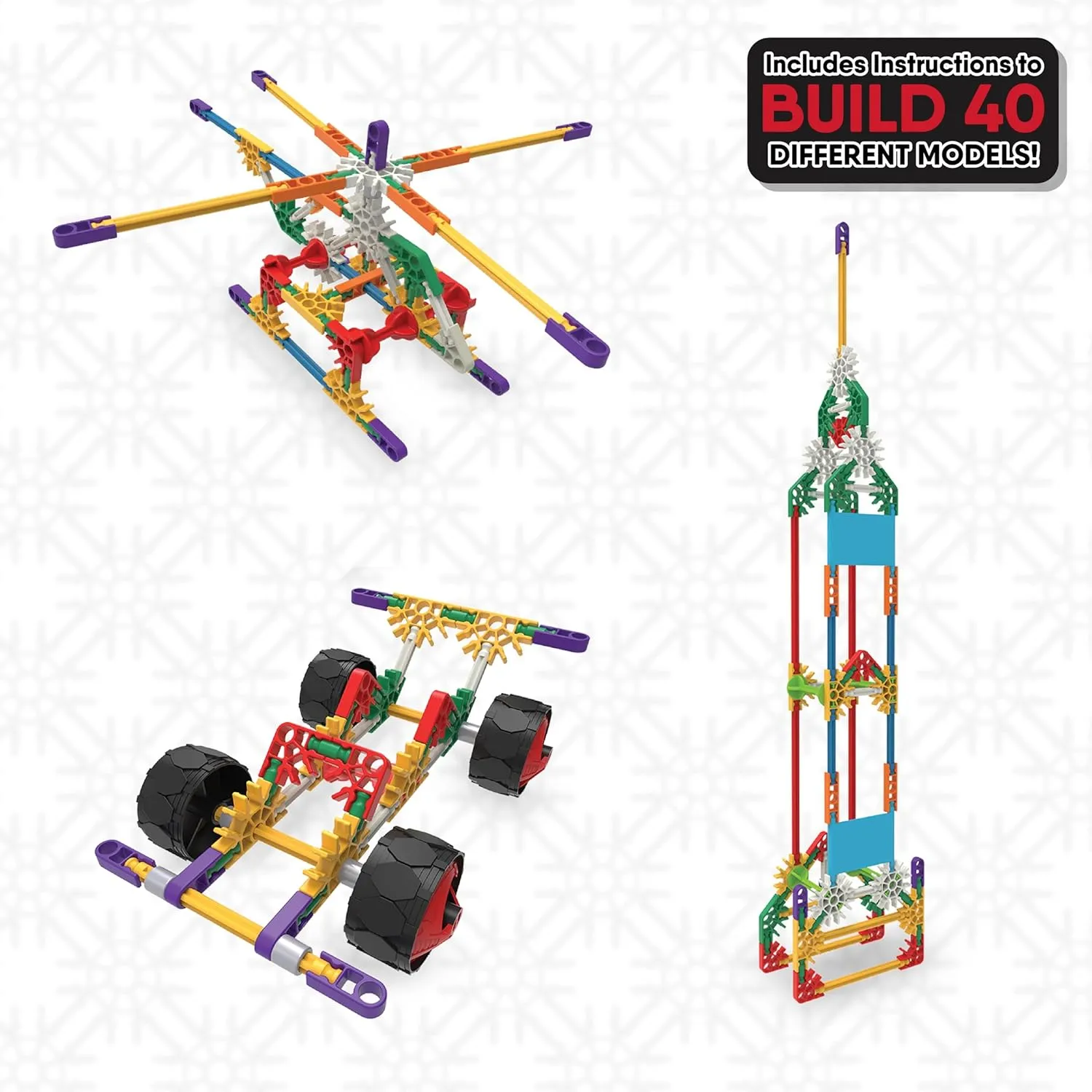 K'NEX - 40 Model Building Set‚ 141 Pieces, STEM Toy, Engineering Play, Creative Construction‚ Ages 5 