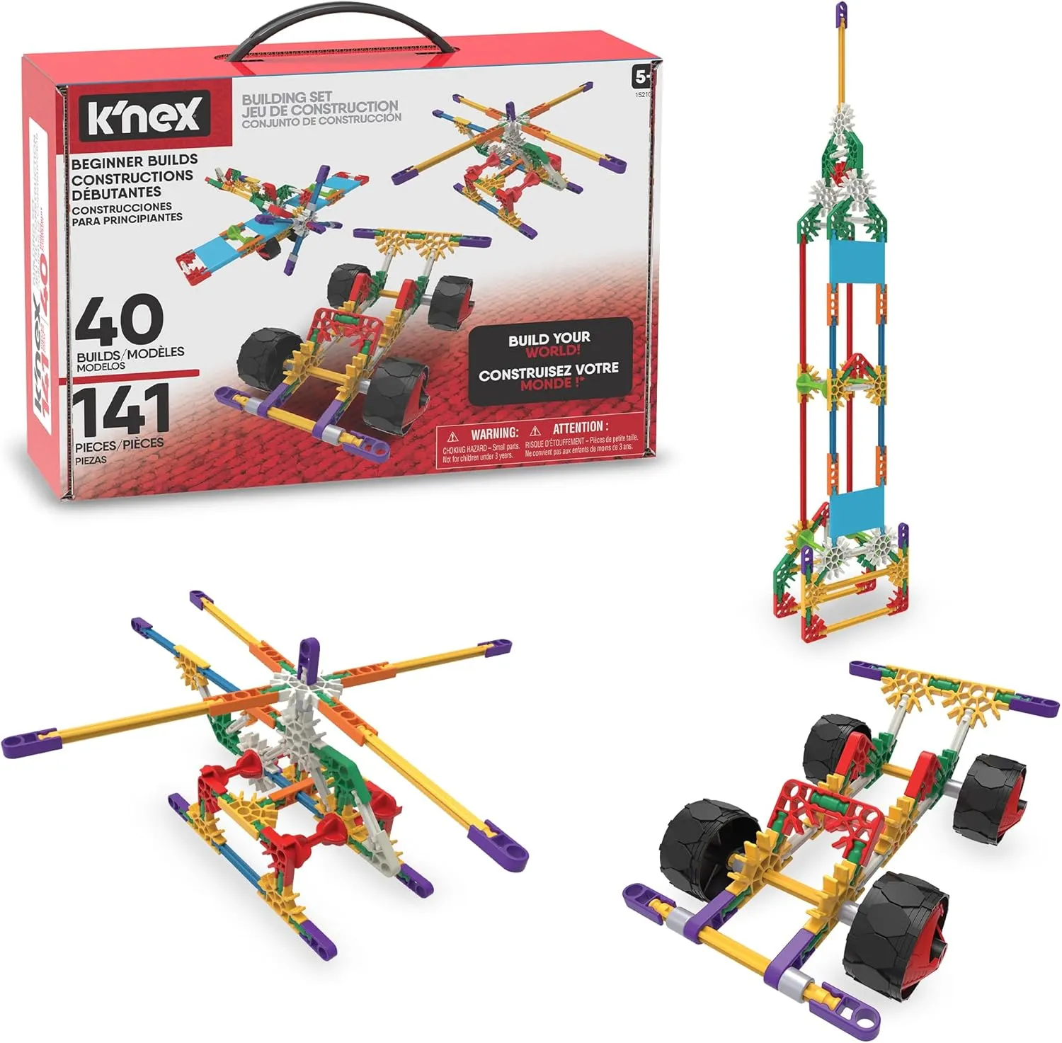 K'NEX - 40 Model Building Set‚ 141 Pieces, STEM Toy, Engineering Play, Creative Construction‚ Ages 5 