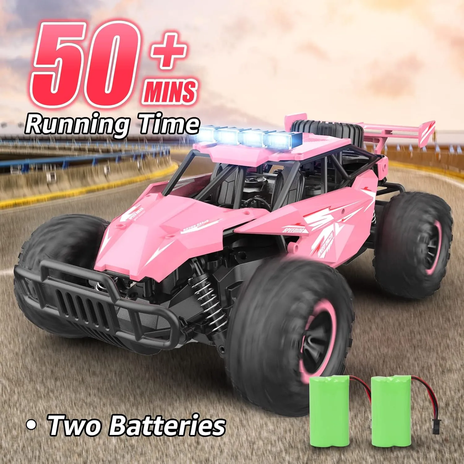 kolegend Remote Control Car for Girls 50 min Monster Trucks 20km/h 1:12 Scale 13 Inch All Terrains RC Truck with Flashing Chassis Lights Gift Toys for Girls Kids Boys